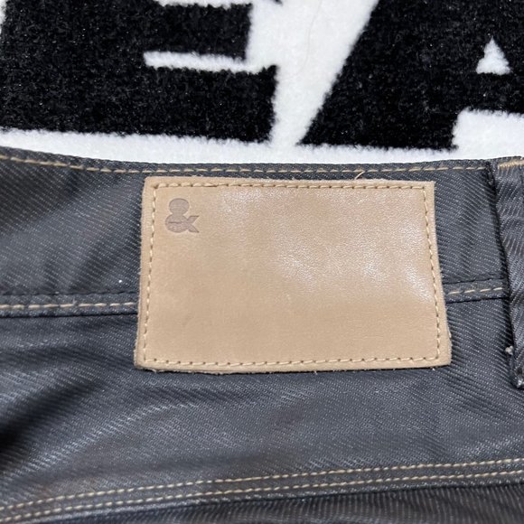 H&M Barcelona Folded Bottom Black Waxed Denim Shorts - Slim Fit - Picture 3 of 9